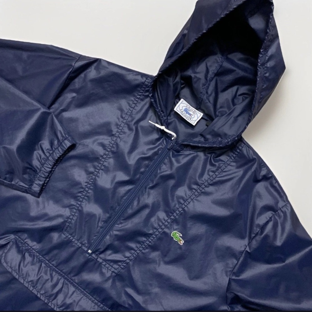 IZOD LACOSTE Rain Jacket Mens Large Blue Packable Anorak Hooded Windbreaker